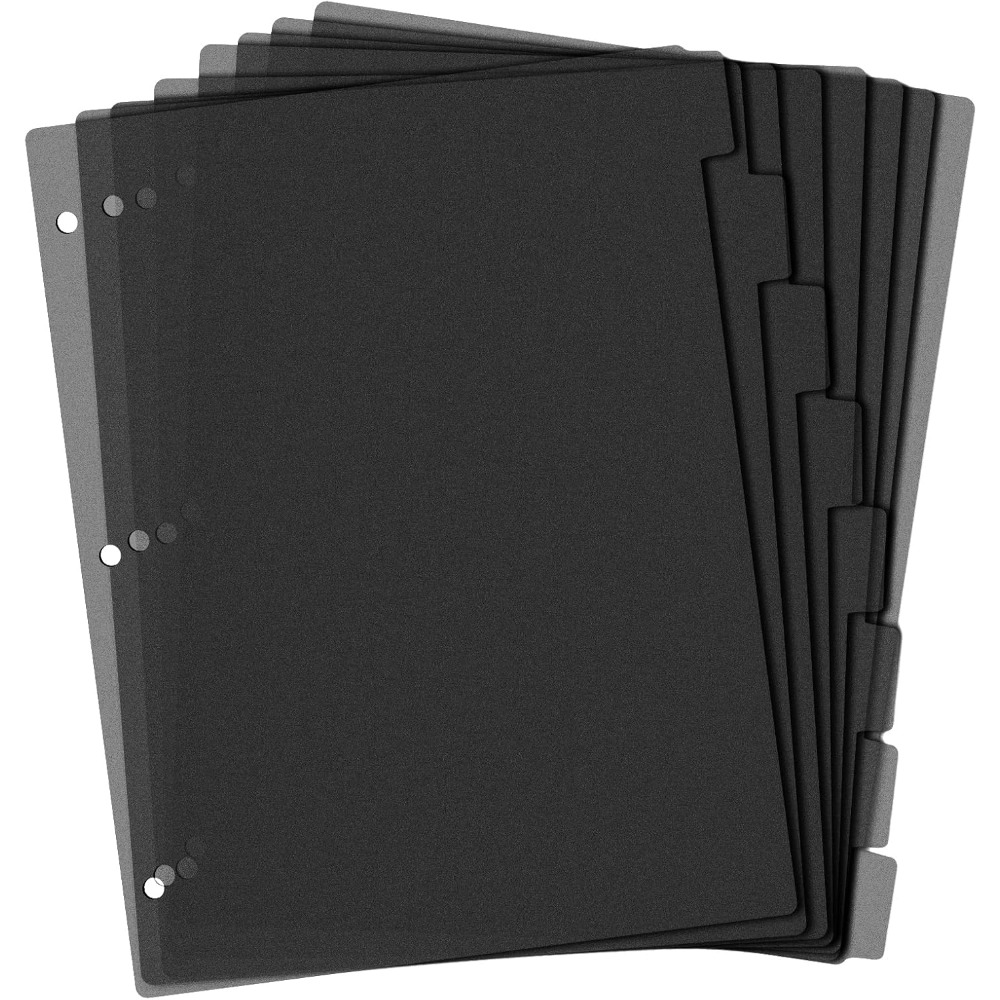 Index Tab Divider - 8 intercalaires en plastique noir pour