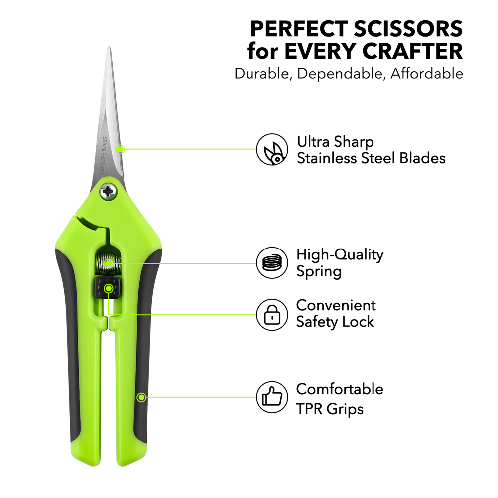 Scissors Stainless Craft - Ciseaux ergonomiques à ressort, ciseaux artisanaux