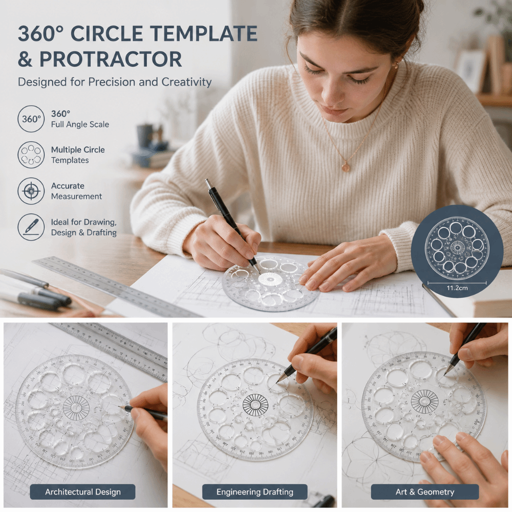 Règle circulaire en plastique, - Ruler Set Transparent avis et prix