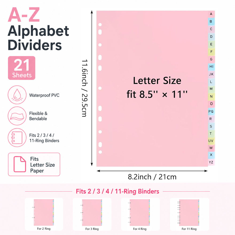 21 intercalaires alphabet A-Z, - Index Tab Divider avis et prix